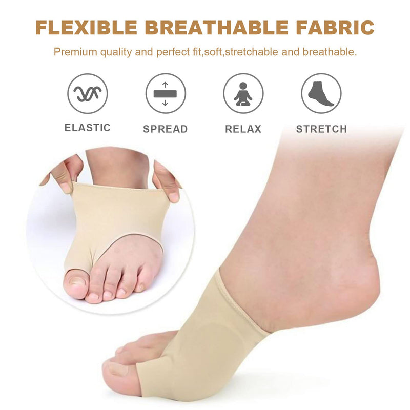 TSHAOUN 4PCS Hallux Valgus Toe Separator, Toe Separator Socks, Hallux Valgus Correction, Hallux Valgus Bandage, Metatarsal Toe Pad Forefoot Cushion Socks, Foot Pain Relief 2 Apricot - NewNest Australia