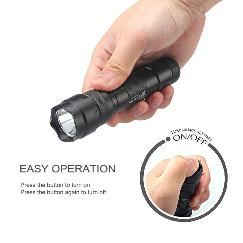 UltraFire WF-502B Single Mode 1000 Lumen Mini Tactical LED Flashlight Torch and EDC Flashlight Holster Duty Belt Holder with 360 Degrees Rotatable Clip for Camping (Not Include 18650 Battery) - NewNest Australia