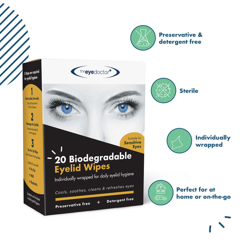 The Eye Doctor Eyelid Wipes - 40 X Disposable Eyelid Wipes - Suitable For Sensitive Eyes, Dry Eyes, Blepharitis And Mgd - Eyelid Wipes Without Detergents Or Preservatives - NewNest Australia