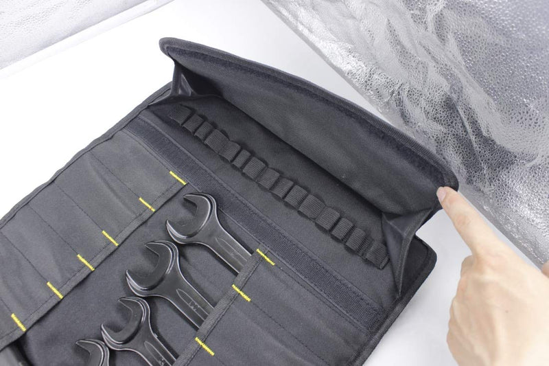 32 Pocket Tool Roll Organizer - Wrench Organizer & Tool Pouch - Wrench Roll Includes Pouches for 10 Sockets Pouch Kit for for electricians, mechanics, handyman or any other professional (Black) - NewNest Australia