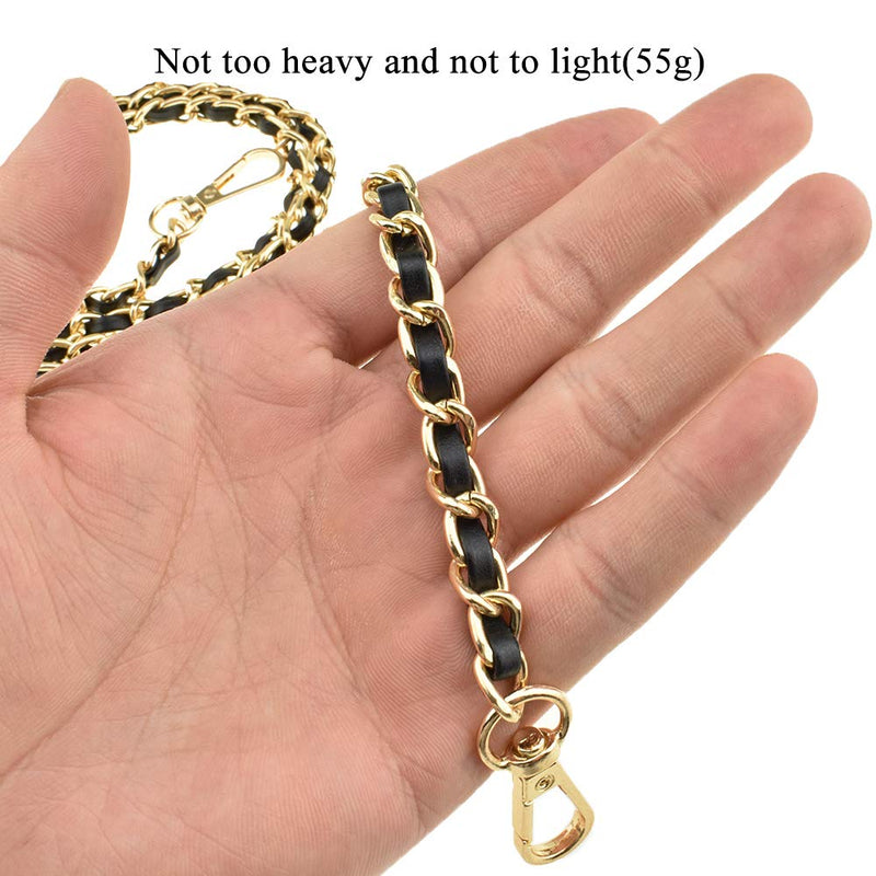 HAHIYO Mini Purse Chain Strap Slim Wide 8mm for LV Length 23.6 inches Extra Thick 4.5mm Black Leather Gold Hardware for Shoulder Cross Body Sling Handbag Wallet Comfortable Flat Metal Strap 1 Pack Black Leather Gold Hardware-23.6 Inches - NewNest Australia