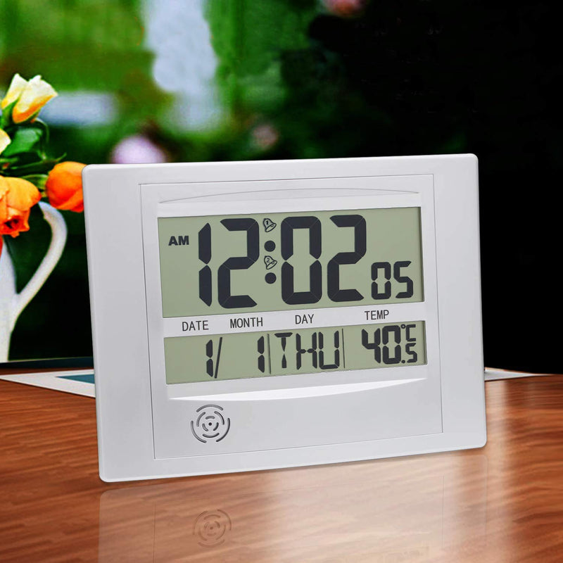 NewNest Australia - HeQiao Brushed Aluminum Digital Wall Clocks with Date (Luxury Silver) 