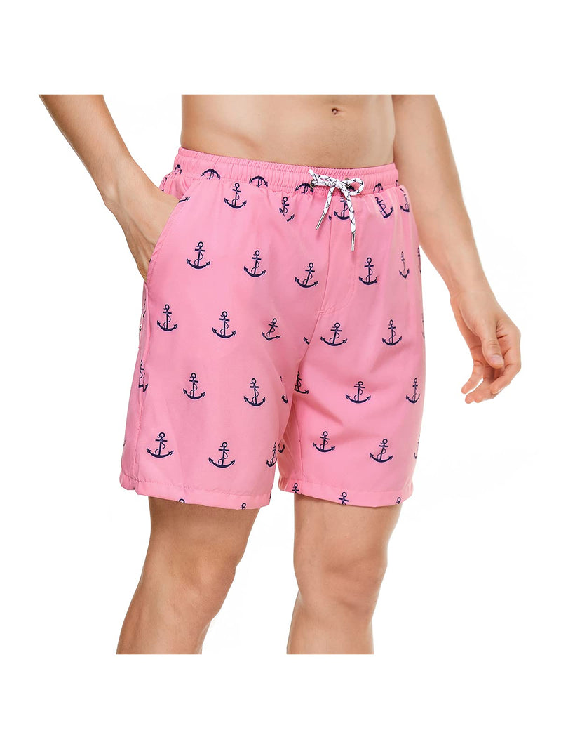 Century Star Mens Swim Trunks Quick Dry Swim Shorts Beachwear for Men Summer Holiday Medium 01 Pink Anchor - NewNest Australia