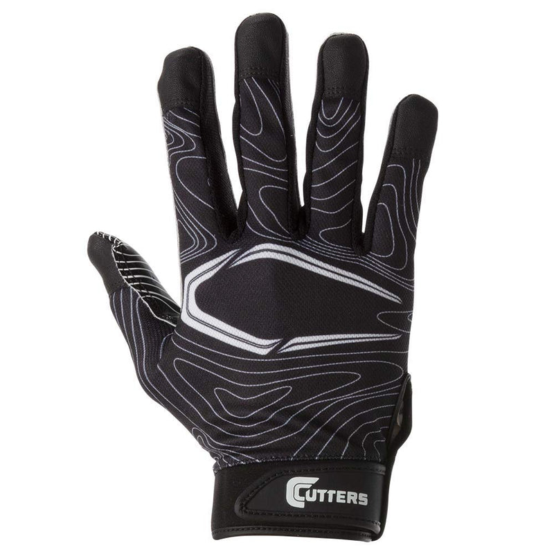 Cutters Football Glove Game Day Receiver. Silicone Grip Glove for Receivers. Adult and Youth Sizes Adult - Small / Medium Black Topography - NewNest Australia