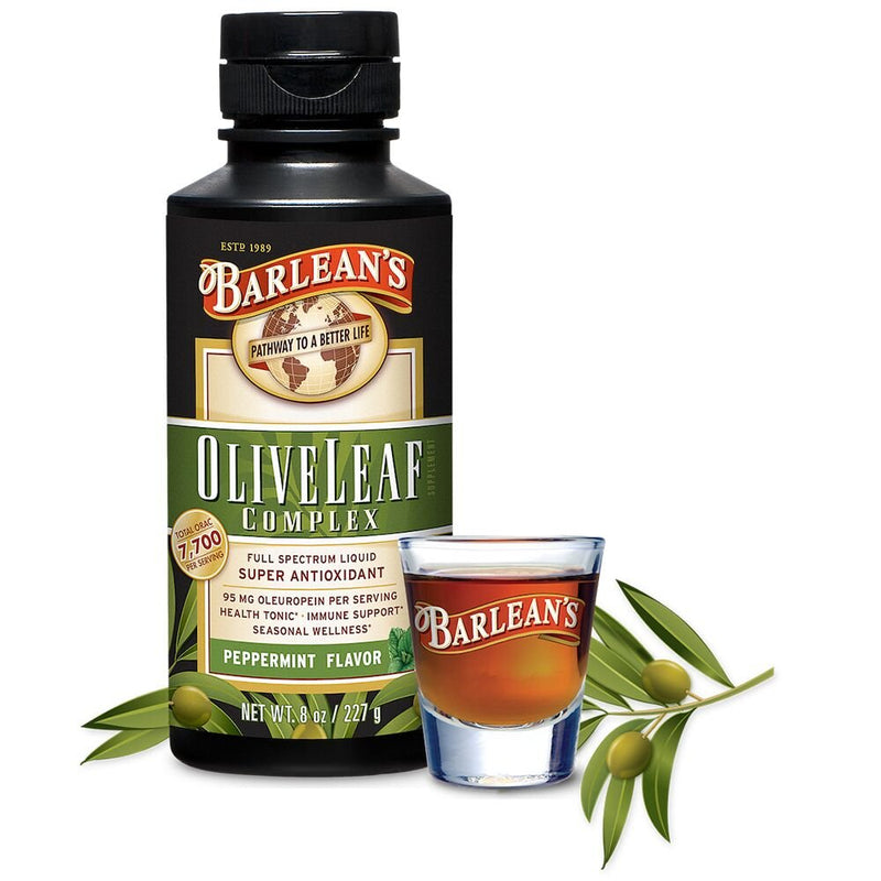 Barlean's Peppermint Olive Leaf Complex with 7,700 ORAC and 95mg Oleuropein - Non-GMO, Sustainably Sourced, Kosher - 16-Ounces - NewNest Australia