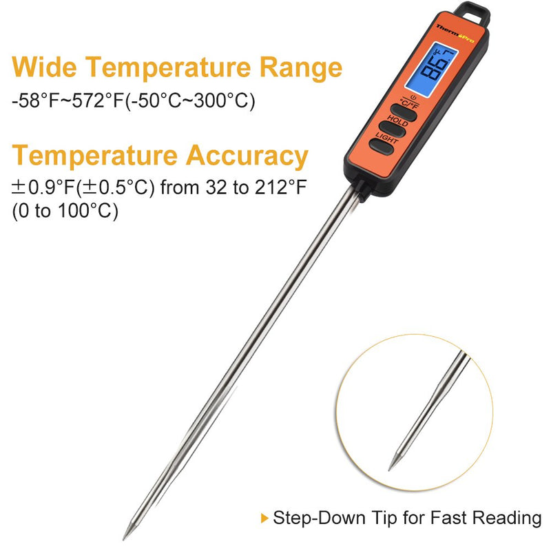 NewNest Australia - ThermoPro TP01A Digital Meat Thermometer with Long Probe Instant Read Food Cooking Thermometer for Grilling BBQ Smoker Grill Kitchen Oil Candy Thermometer 