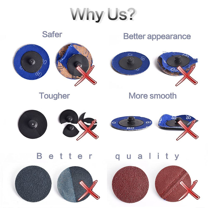 Tshya Quick Change Disc, 40 Pack 2 inch Sanding Discs, with 1/4" Roll Lock Disc Pad Holder for Die Grinder, A/O 36/60/80 Grit, Nonwoven CRS MED Fine, for Surface Preparation/Conditioning(Mix Nylon) Mix Non woven - NewNest Australia