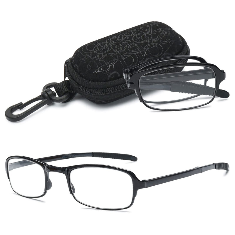 VEVESMUNDO Reading Glasses Foldable Folding Glasses Men Women Small Compact Glasses with Diopters with Case +1.0, +1.5, +2.0, +2.5, +3.0, +3.5, +4.0 Black 2.5 x - NewNest Australia