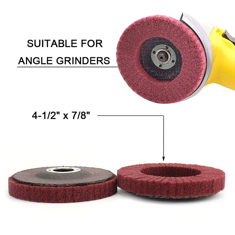 NUODUN 10Pcs 4.5" x 7/8" Nylon Fiber Flap Disc Polishing Grinding Wheel, Scouring Pad Buffing Wheel, Abrasive Grinding Discs for Angle Grinder, Metal Surface Finishing 320 Grit Grit 320 - Red - NewNest Australia