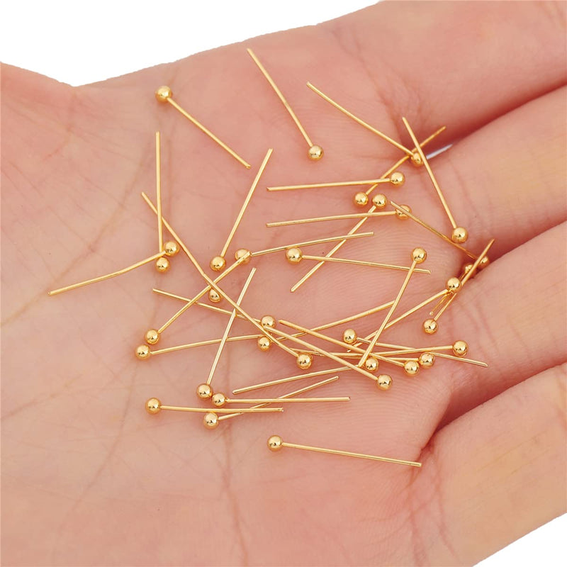 BEADIA 18K Gold Plated Ball Head Pins 16mm 400pcs for Jewelry Making Findings 16x0.5mm - NewNest Australia