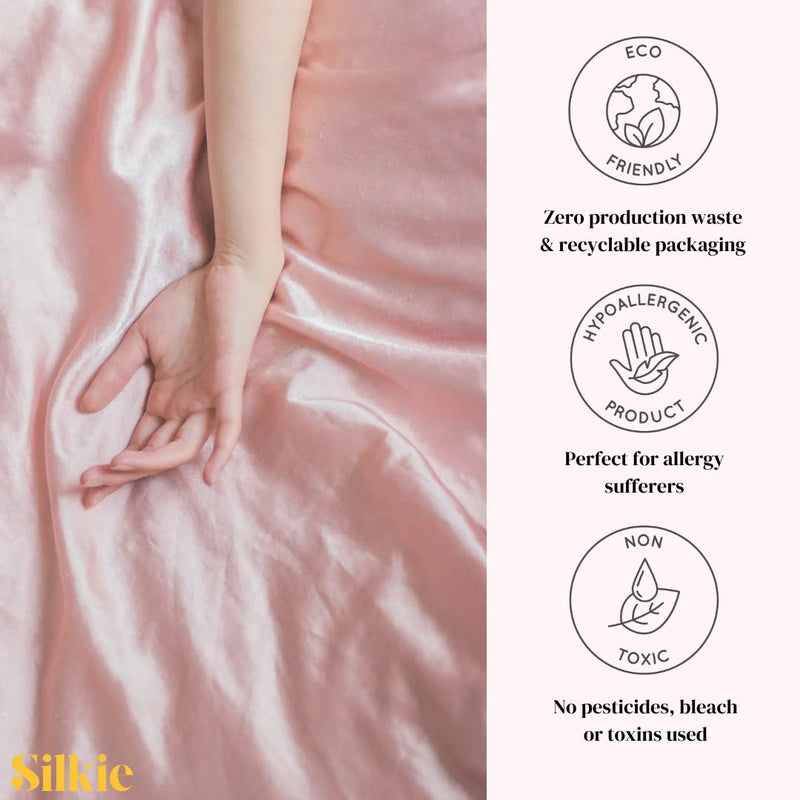 SILKIE x2 Set 100% Pure Mulberry Silk Pink Black Large Oversized Scrunchies Silk Travel Pouch Hair Ties Elastics Hair Care Premium Ponytail Holder No Damage Classic - NewNest Australia