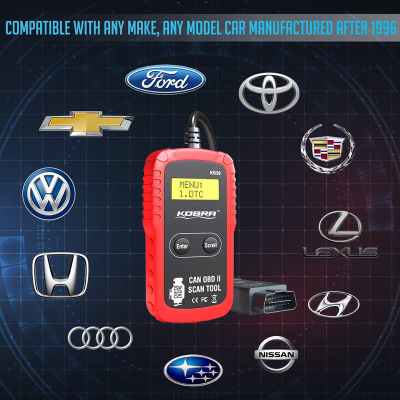 Kobra Newest Version OBD2 Scanner Car Code Reader - Universal Auto OBD Car Diagnostic Tools for All Cars, Automotive Check Engine Readers with Reset (Red and Black) - NewNest Australia