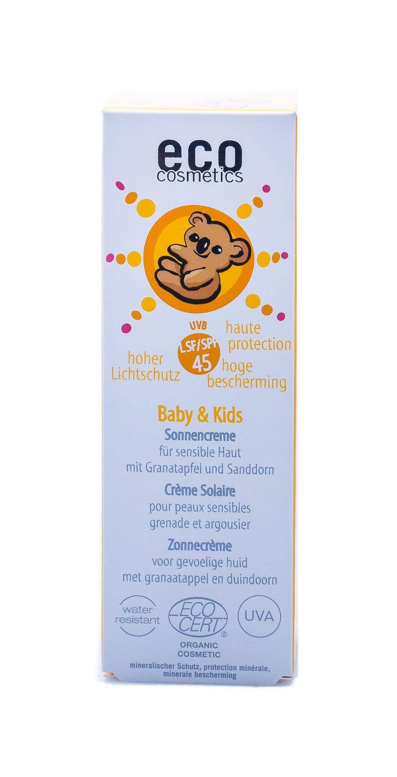 eco cosmetics Baby sun cream SPF45, waterproof, vegan, without microplastics, natural cosmetics for face and body, 1 x 50ml 50 ml (pack of 1) - NewNest Australia