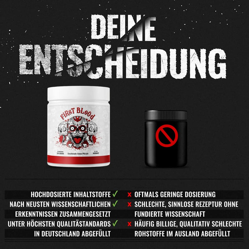 FIRST BLOOD Pre Workout Fitness Booster with L-Arginine + Citrulline + Beta Alanine + Caffeine 370g starter booster iced tea peach flavor FIST BLOOD - ICE TEA PEACH SOUR - NewNest Australia