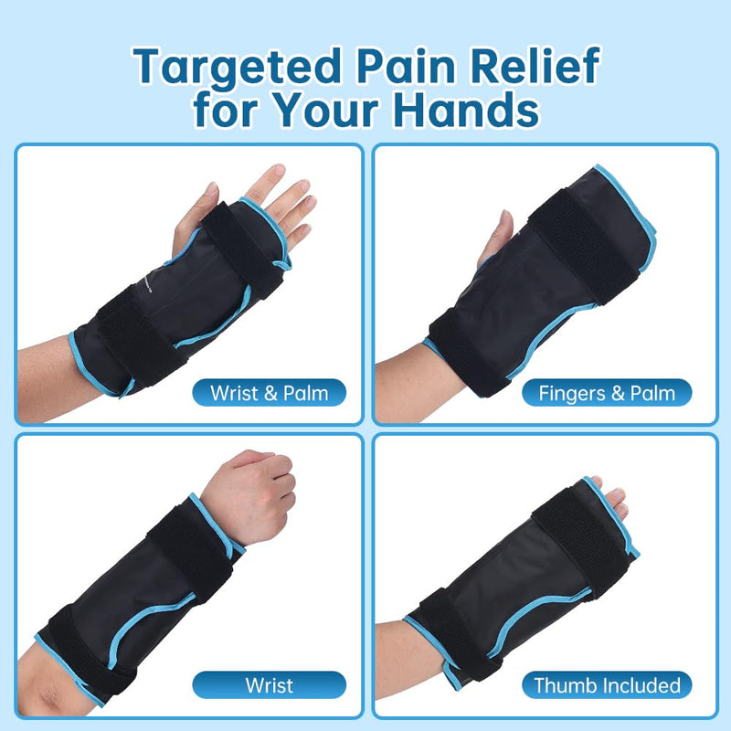 NEWGO Wrist Ice Pack Wrap, Reusable Gel Ice Packs for Hand Injuries, for Carpal Tunnel, Rheumatoid Arthritis, Tendonitis, Sports Injuries, Swelling, Bruises, Sprains (Black) Black - NewNest Australia