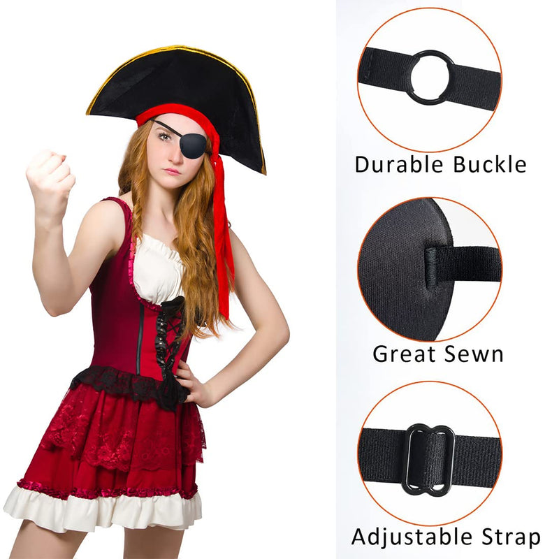 Eye Patch, Elastic Single Eye Mask, Pack Of 3, Pirate Eye Patch, Adjustable Eye Patches With Buckle, Suitable For Adults, Children, Amblyopia And Prom Pirate Costume - NewNest Australia