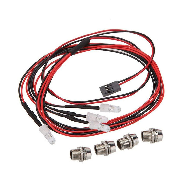 ShareGoo 4Leds LED Light Headlights Taillight Kit Accessories Compatible with Traxxas HSP Tamiya Redcat RC4WD Axial SCX10 RC Car Truck Tank Crawler(2 Red +2 White) - NewNest Australia