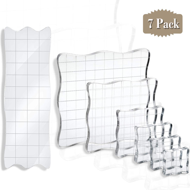 7 Pieces Stamp Blocks Acrylic Clear Stamping Blocks Tools with Grid and Grip, Decorative Stamp Blocks for Scrapbooking Crafts Making, DIY Crafts Ornaments - NewNest Australia