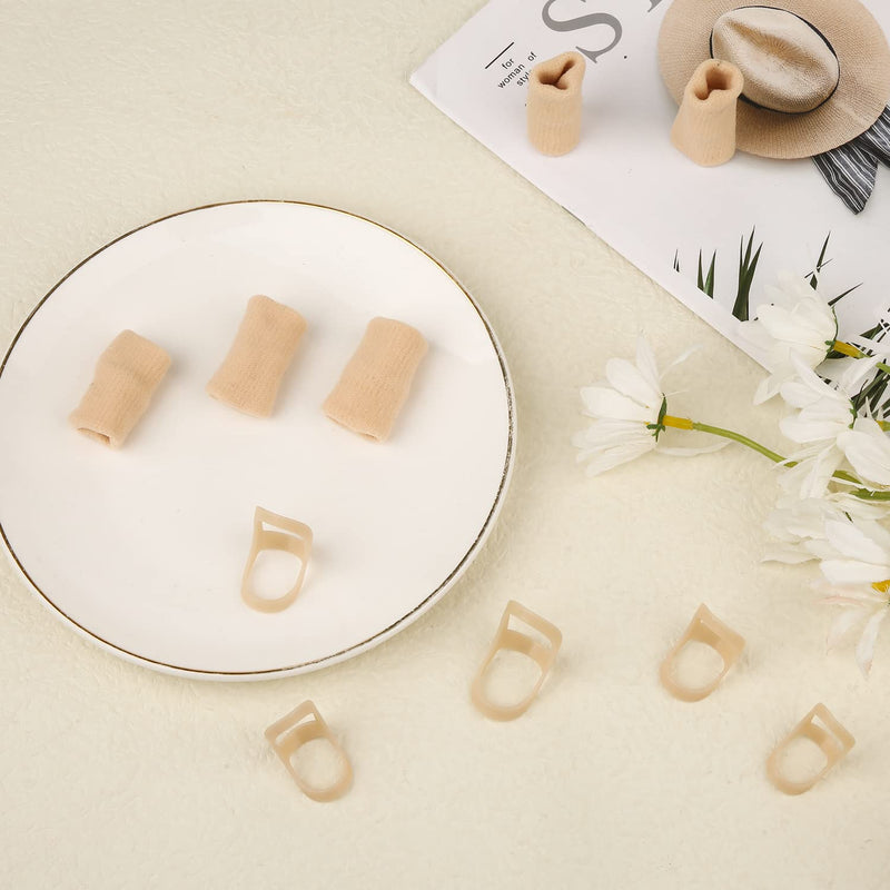 10pcs Oval Finger Splint, 5 Sizes Finger Splint Ring Oval Finger Splint Support 5 Oval Finger Splints & 5 Finger Compression Sleeves For Thumb Middle Pinky Ring Finger Index (Complexion) - NewNest Australia