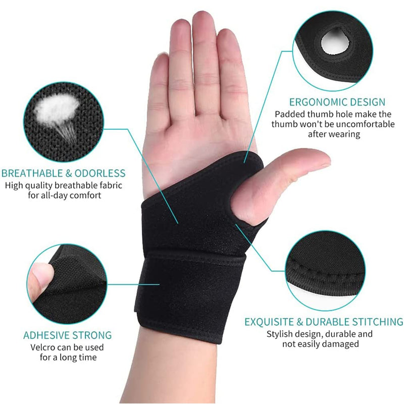1 Pcs Wrist Support Hand Wrist Brace Carpal Tunnel Strap Adjustable Splint Brace One Size Fits Right or Left Hand Compression Relieves Wrist Pain Breathable for Fitness, Weightlifting, Tendonitis - NewNest Australia
