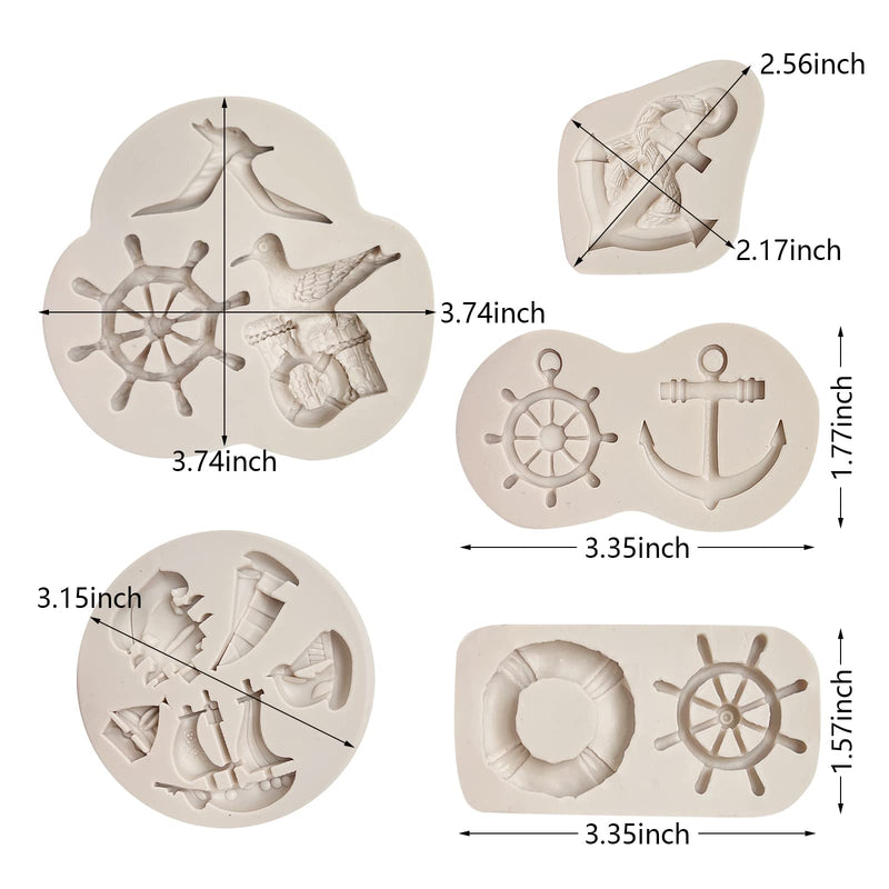 Anchor and Rudder Fondant Moulds ( 5 Pcs ), Seagull Sailing Boat Hook Cake Decoration Silicone Mold, Used for Cupcake Decoration, Sugar Craft Glue, Chocolate, DIY Polymer Clay Molds for Children Anchor & Rudder Fondant Molds(LJ93) - NewNest Australia