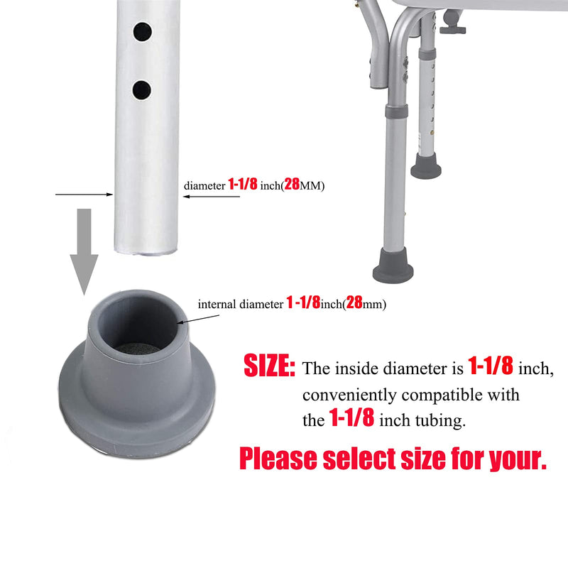 Replacement Feet For Shower Chair, Bath Seat, Shower Stool And Transfer Bench, Non-Slip Shower Bench And Tub Transfer Benches, Rubber Suction Feet, Metal Insert Reinforced (1.5" Inner Diameter, Grey) - NewNest Australia