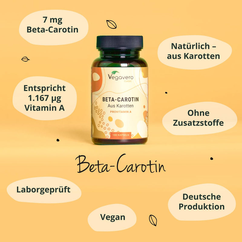 Beta carotene capsules | Price-performance winner 2024* | 100% natural from carrot extract | Tanning capsules - eyes* | German production Vegavero® | Laboratory tested, vegan, no additives | 180 capsules - NewNest Australia