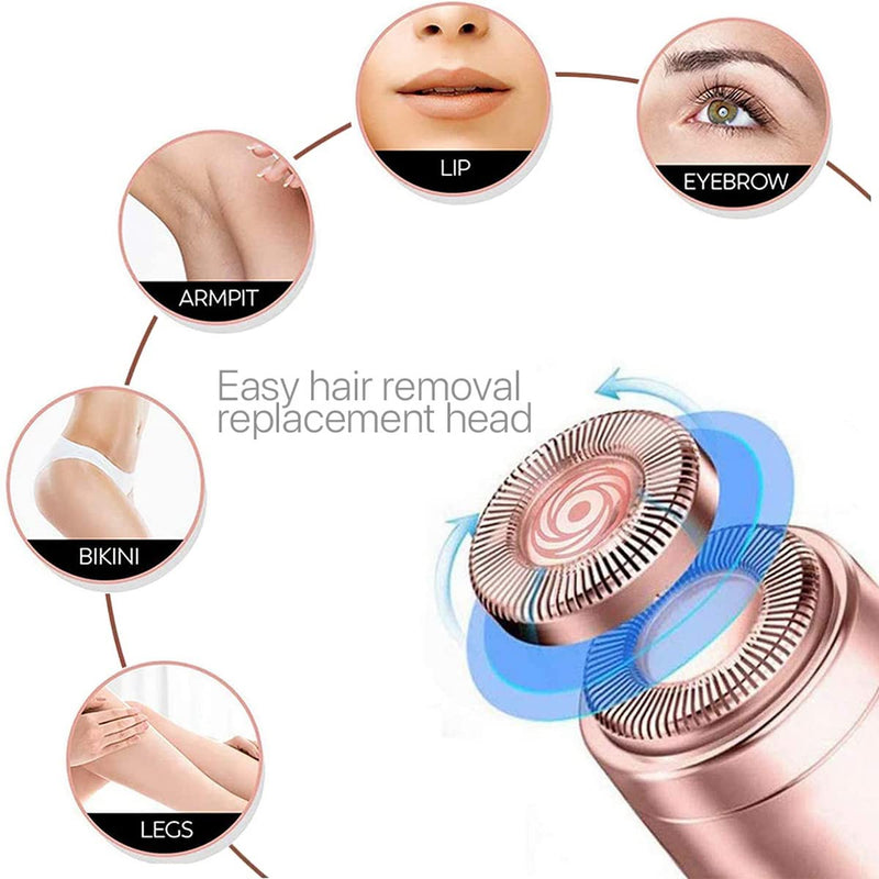 6 Pcs Women Facial Hair Remover Replacement Heads Rose Gold-Plated Blade Head Suit for First Gen Finishing Hair Remover Soft Touch Women Lip, Chin, and Cheeks Cleaning with 1 Pcs Cleaning Brush - NewNest Australia