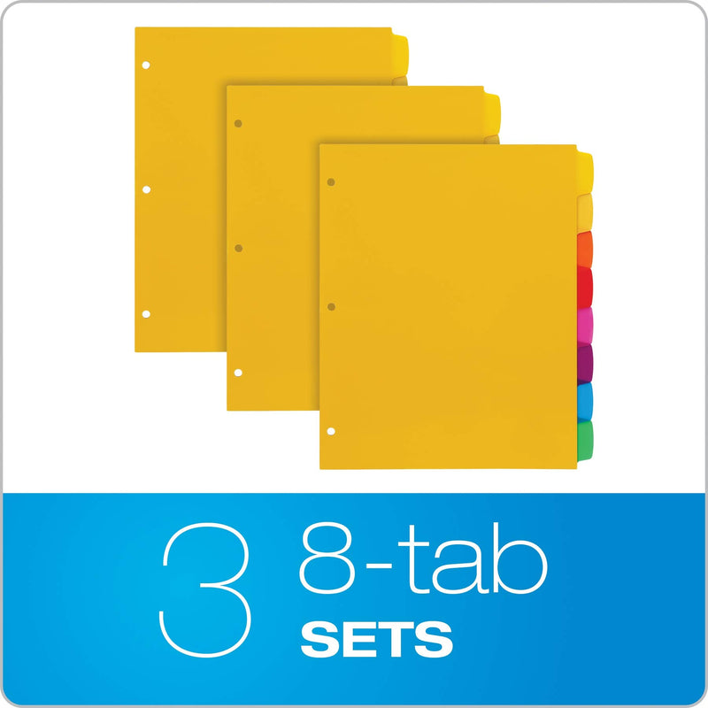 Oxford Write ’n Erase Plastic Binder Dividers, 8 Tab, Write On Tabs, Erase Ballpoint Pen, Non Permanent Marker, Pencil, Asstd. Colors, 3 Sets (89992) - NewNest Australia