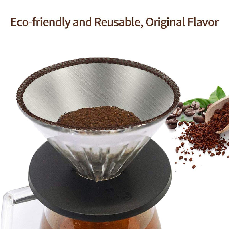 Reusable Pour Over Coffee Filter Stainless Steel Paperless Drip Cone Coffee Filter Coffee Maker 2-6 Cups for Cups, Mugs, Carafes, Filter Holders (2-6 Cups) - NewNest Australia