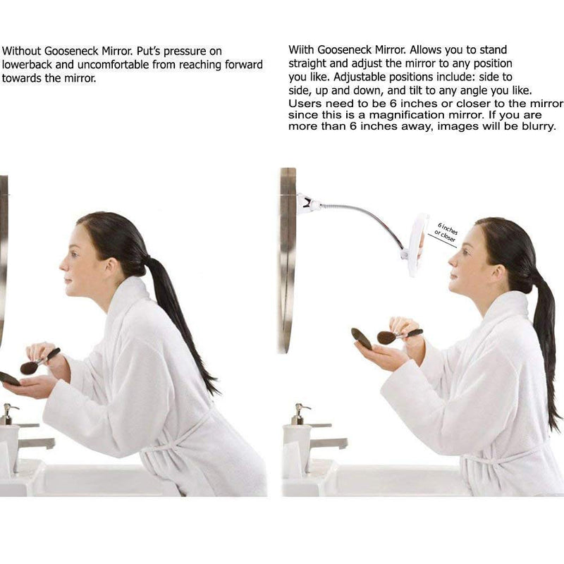 NewNest Australia - SunplusTrade Led 7X Magnifying Makeup Mirror Lighted Vanity Bathroom Square Mirror with 360 Degree Swivel Rotation, Flexible Gooseneck, and Locking Suction 