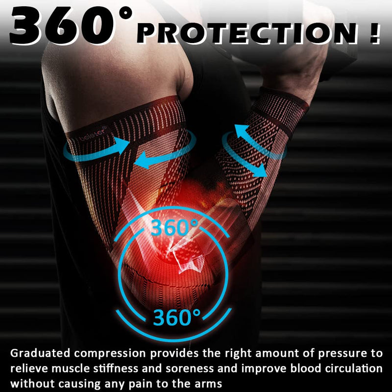 Beister Compression Elbow Support For Men & Women (Pack Of 2), Thick Arm Bandages With Velcro Fastening & Silicone Strips, Medical Compression Sleeves For Tennis Elbow, Arthritis, Varicose Veins, Lyhedema - NewNest Australia