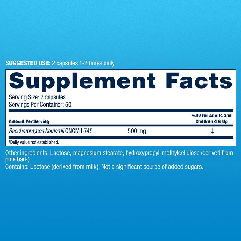Florastor Daily Probiotic Supplement for Women and Men, Proven to Support Digestive Health, Saccharomyces Boulardii CNCM I-745 (100 Capsules) - NewNest Australia
