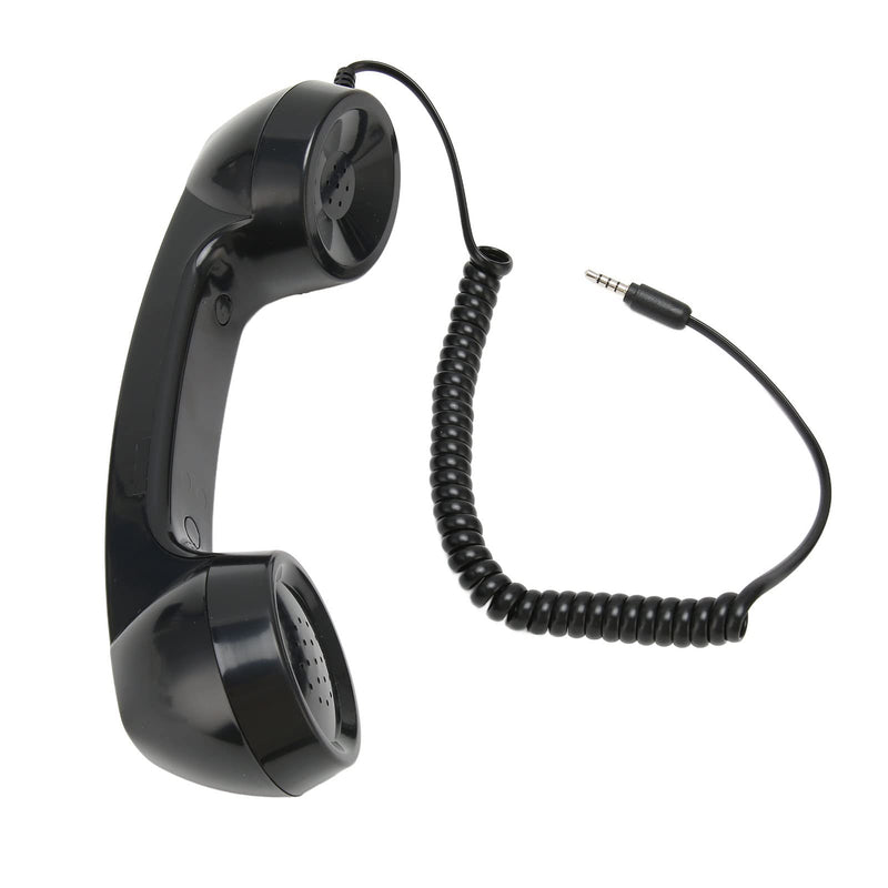 Retro 3.5mm Telephone Handset, Multifunctional Radiation-free Handheld Telephone Receiver, One-touch Operation for Mobile Phone Computer (Black) Black - NewNest Australia