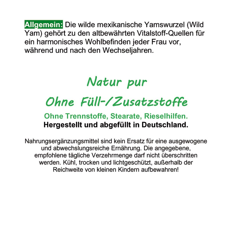Yam root MEXICAN WILD YAM 180 capsules for menopause, menstruation, hormonal balance, mood swings - pure NATURE. Not in high doses! Without additives. 26920-180 - NewNest Australia