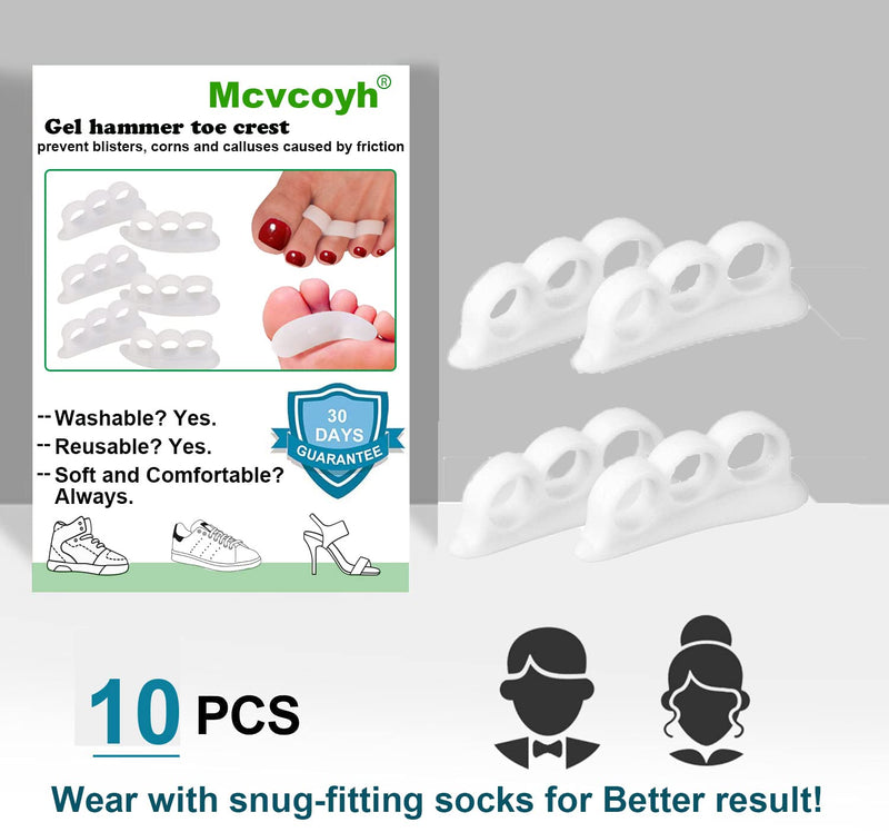 Mcvcoyh10 Pcs Gel Hammer Toe Crests Pads Silicone Toe Straightener Cushion Support Pain Relief for Hammer Toe, Overlapping Toes, Curled Toe-3 Loops - NewNest Australia