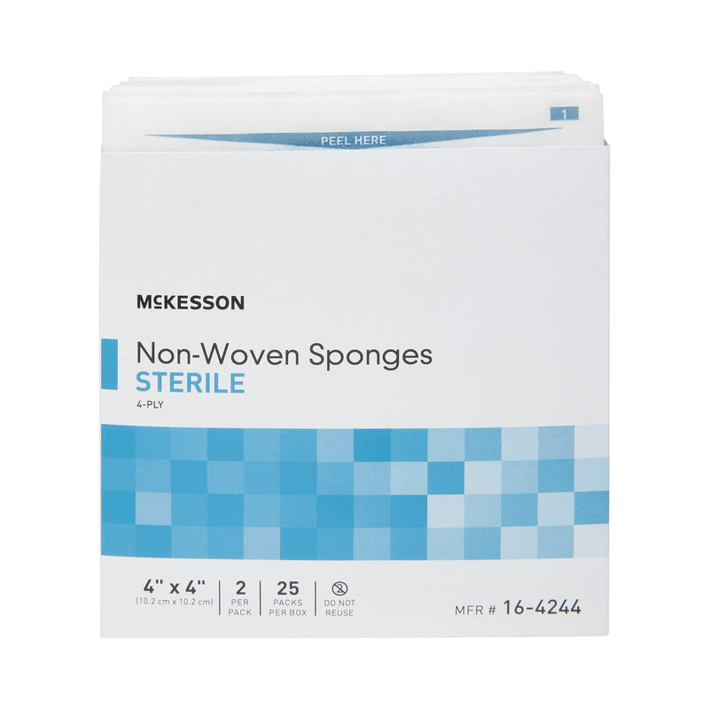 McKesson Non-Woven Sponges, Sterile, 4-Ply, Polyester/Rayon, 4 in x 4 in, 2 Per Pack, 25 Packs, 50 Total 4 X 4 Inch ( 50 Count ) - NewNest Australia