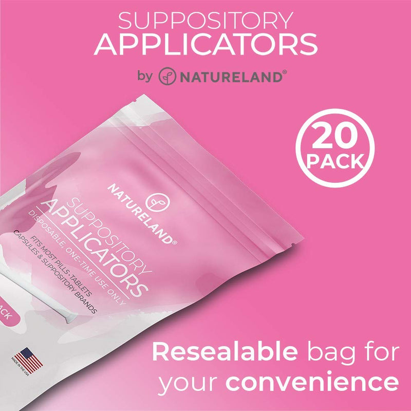 [20 Pack] Natureland Vaginal Suppository Applicators for Women, Made in USA, Soft Tip Auxiliary Tool for Pills, Boric Acid, and pH Balance Tablet Suppositories, Individually Wrapped - NewNest Australia