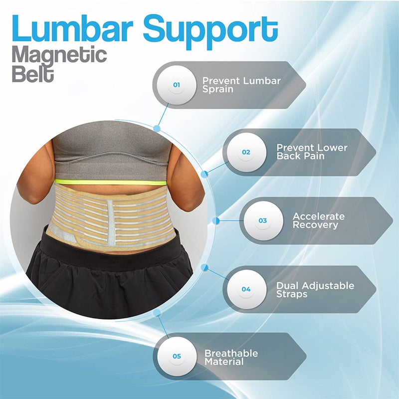 Back Support Belt - Self Heating & Soothing Back Brace Made With Breathable Materials & 20 Magnets For Optimal Pain Relief - Unisex Design For Sciatica, Herniated Disc, Scoliosis, Pain & More… M Beige - NewNest Australia