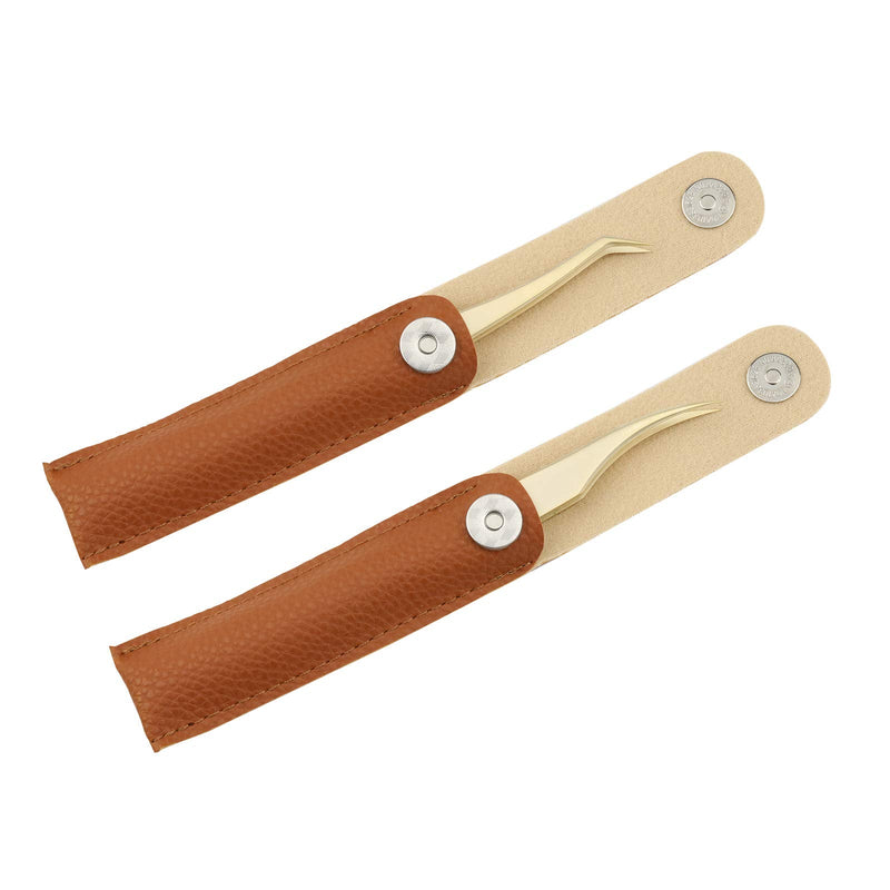 Emeda Eyelash Tweezers 2 Pieces Eyelash Tweezers For Eyelash Extension Professional Golden Precision Tweezers Individual Eyelash Tweezers Set 3D 5D 6D Volume Eyelash Extension Tweezers - NewNest Australia