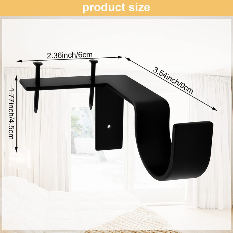 4 Pieces No Drill Curtain Rod Bracket, Adjustable Metal Heavy Duty Curtain Rod, Quick Hang No Damage Screwless Curtain Rods Brackets for Home Window and Door Frame - NewNest Australia