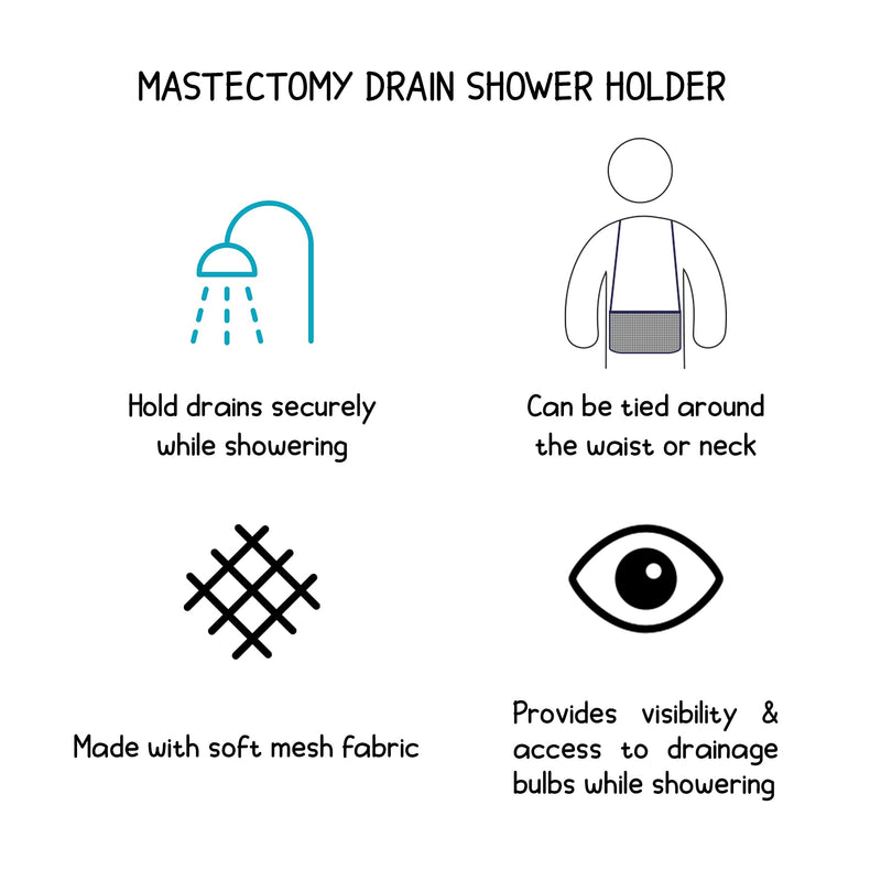 Mastectomy & Post Surgery Drain Carrier Belt & Shower Holder (Two Pack Black/Navy) Black / Navy - NewNest Australia
