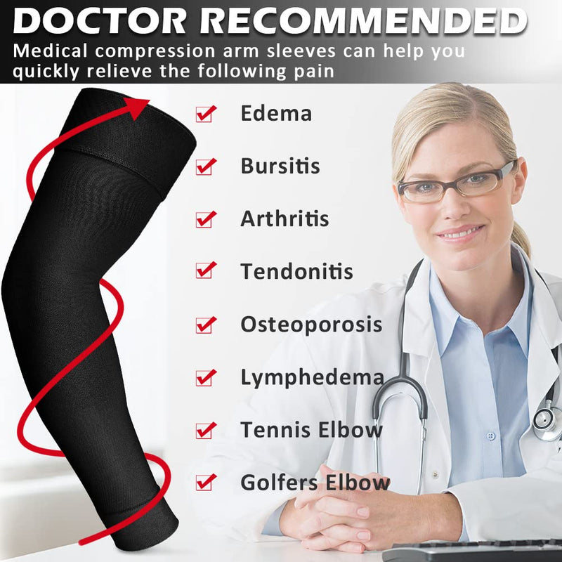 Ailaka Medical Compression Lympedema Women Men Compression Arm 20-30 Mmhg Compression Sleeves With Polka Dot Silicone Band Arm Support For Varicose Veins, Lymphedema, Arthritis, Tennis Elbow - NewNest Australia