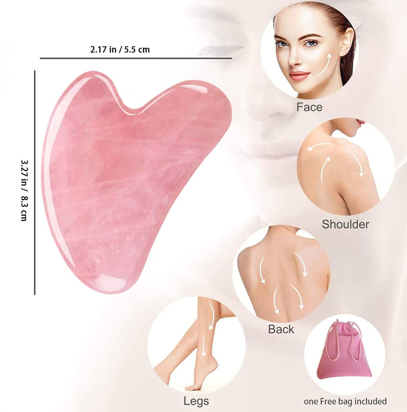 TAUBE Gua Sha Facial Tools Natural Premium Jade Stone Guasha Tool for Body Face Massage Scraping Board Trigger Point Massager Tool Pink - NewNest Australia