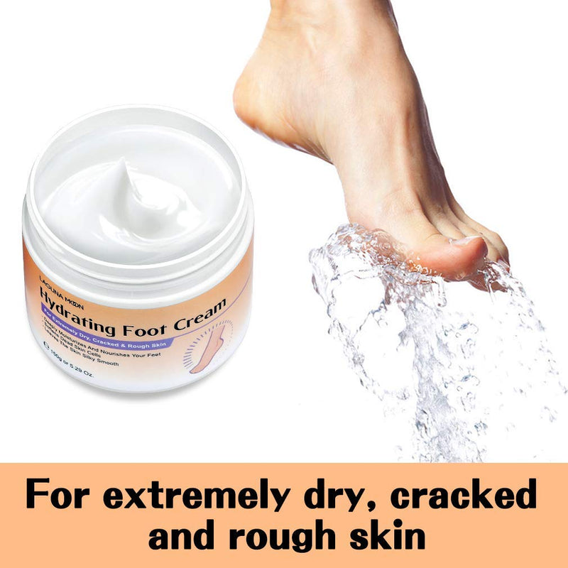 Lagunamoon Foot Cream for Dry Cracked Feet, Urea, Vitamin E & Hyaluronic Acid Foot Moisturizer for Dry, Rough, Calloused, Cracked Feet Repair and Soften, Non-Greasy & Fast Absorbing, 5.3 oz - NewNest Australia