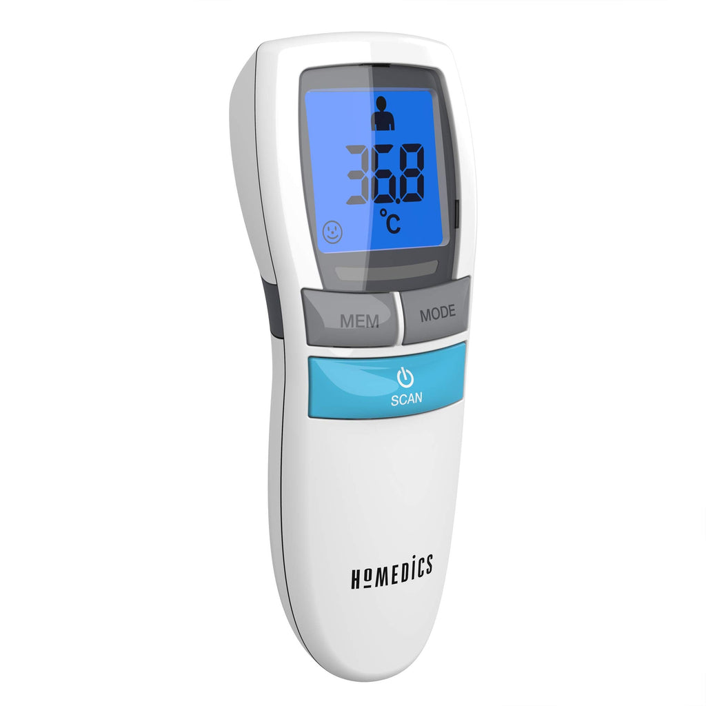 HoMedics No Touch Infrared Thermometer - Non-Contact, Portable, Forehead Temperature Reader, 1-Second Instant Measurement, Easy to Read LCD Display, Fever Alarm, Night Mode, Auto-Off - 2yr Guarantee TE-200 Single - NewNest Australia