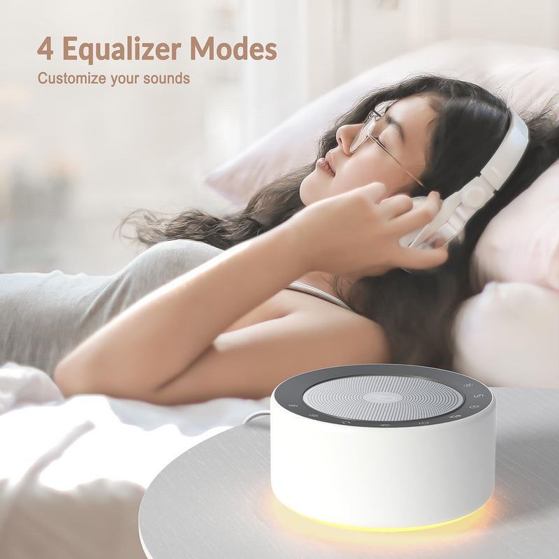 White noise machine with 30 high-fidelity soundtracks, 7 colors night lights, full-touch cloth grid and buttons, timer and memory functions, plug-in, sound machine for babies, adults (white) White - NewNest Australia
