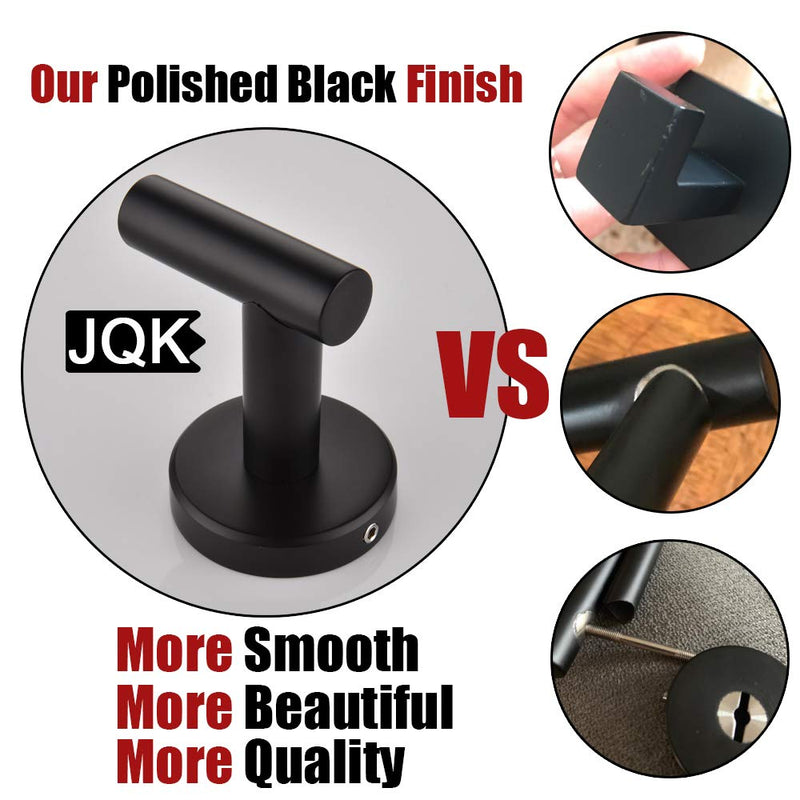 NewNest Australia - JQK Black Bathroom Towel Hook, Coat Robe Clothes Hook for Bathroom Kitchen Garage Wall Mounted (2 Pack), 304 Stainless Steel Matte Black, TH100-PB-P2 2 