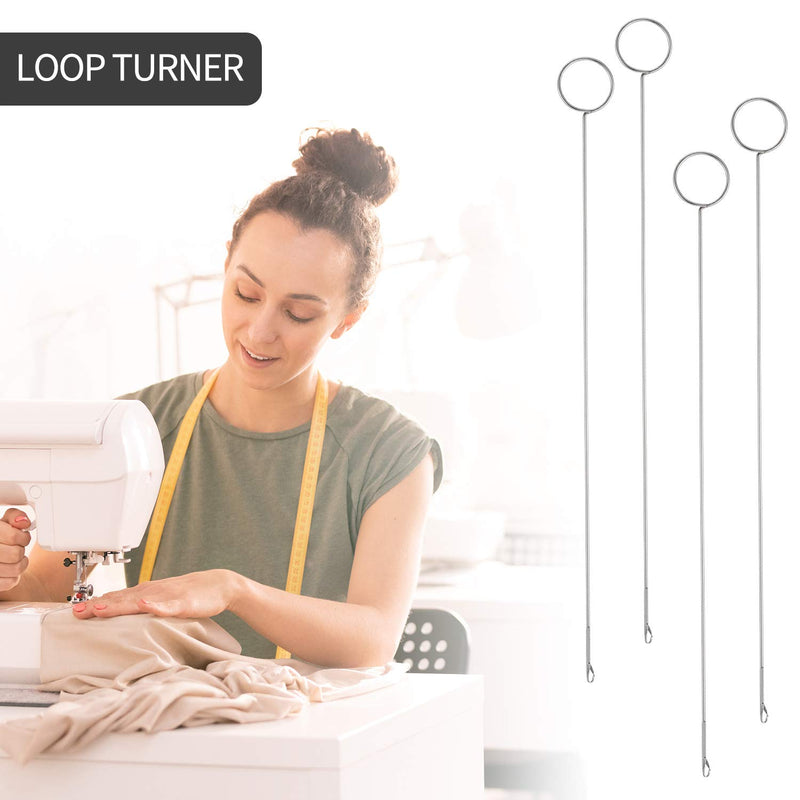 NewNest Australia - WILLBOND 4 Pieces Sewing Loop Turner Hook Long Loop Turner Tool with Latch for Fabric Belts Strips DIY Knitting Accessories, 26.5 cm/ 10.4 Inch 