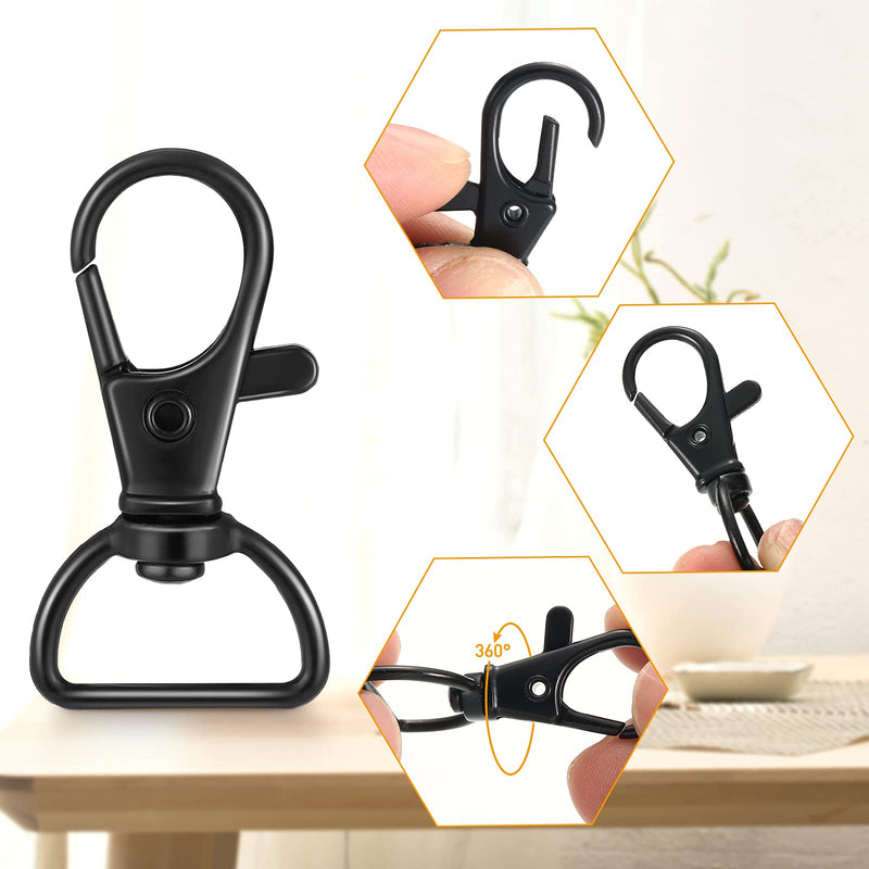 35 Pieces Swivel Clasps Lanyard Snap Hooks Keychain Clip Hook Lobster Claw Clasp Metal Hook Clasp with D Rings for Keychain Purse Hardware Sewing Craft Project (Black,20 mm) Black 20 mm - NewNest Australia